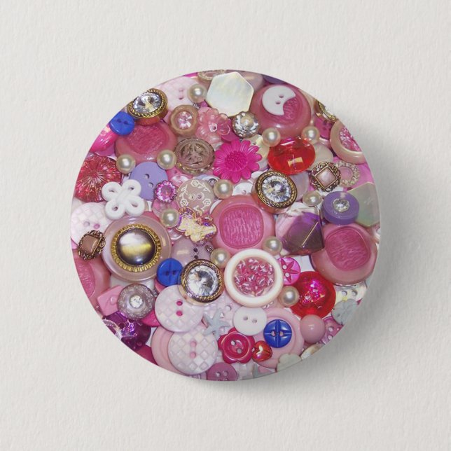 Hübsche rosa Knopf-Collage Button (Vorderseite)