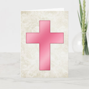 Hübsche rosa Kreuz Christliche Grußkarte Feiertagskarte
