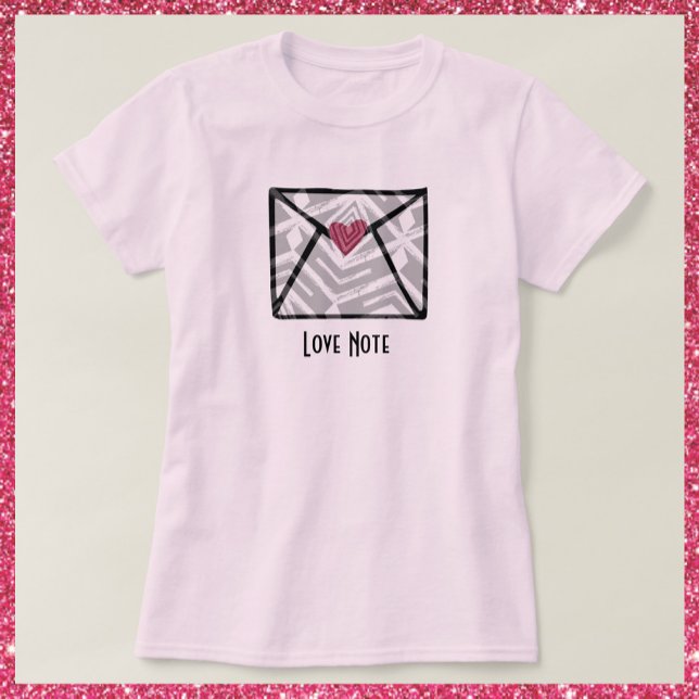 Hübsche rosa Liebe Hinweis Herz T-Shirt (Von Creator hochgeladen)