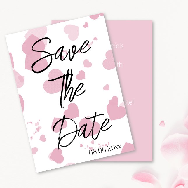 Hübsche rosa Liebe Save the Date Karte (Von Creator hochgeladen)
