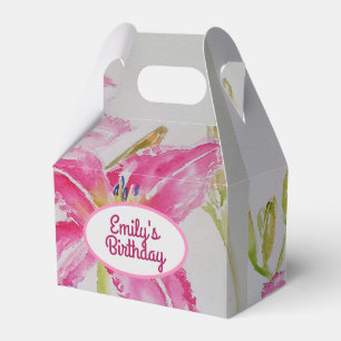 Hübsche rosa Lilien-Blumen-Hochzeitstorte-Gunstbox Geschenkschachtel