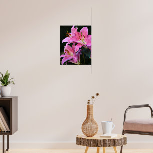 Hübsche rosa Lilienblüten floral Poster