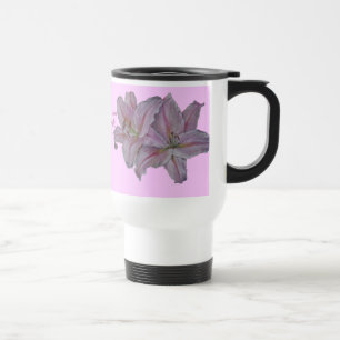 hübsche rosa Lilienblütenbilder Blumenbild Reisebecher
