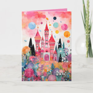 Hübsche rosa magische Prinzessinnen-Schloss-Karte  Karte