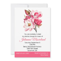 Hübsche Rosa Magnolias Bridal Dusche Einladung