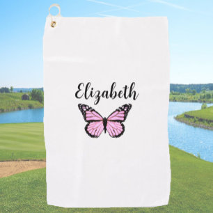 Hübsche Rosa-Monarchen-Schmetterling-individuelle Golfhandtuch