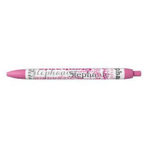 Hübsche Rosa-Namenskollage-Option Drucken Kugelschreiber