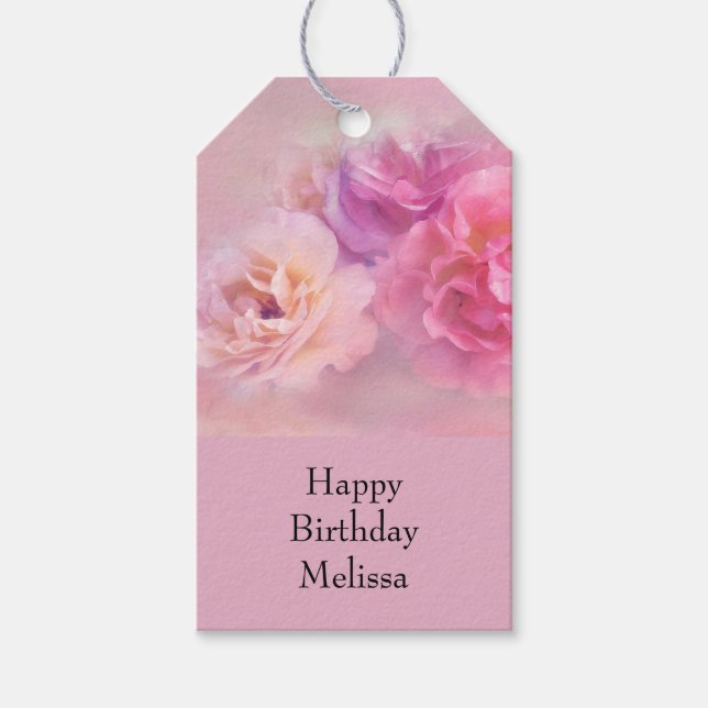 Hübsche rosa Nelken Stilvolle Fotografie Geburtsta Geschenkanhänger (Vorderseite)