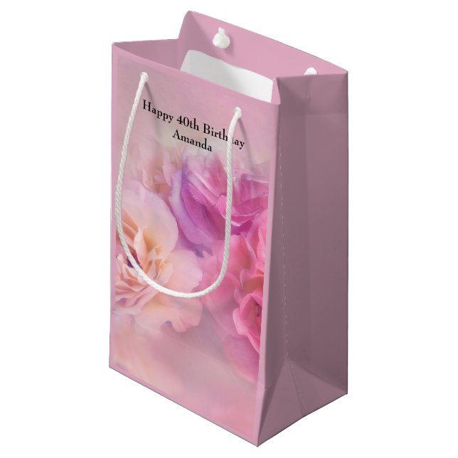 Hübsche rosa Nelken Stilvolle Fotografie Geburtsta Kleine Geschenktüte (Vorderseite Schrägansicht)