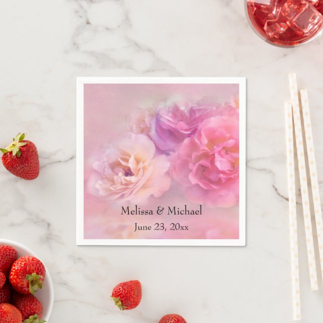 Hübsche rosa Nelken Stilvolle Fotografie Serviette (Beispiel)