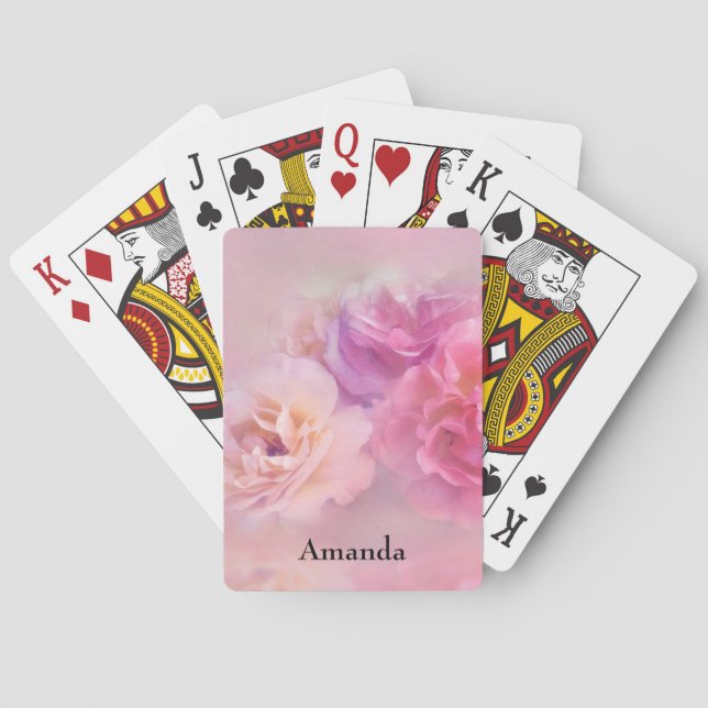 Hübsche rosa Nelken Stilvolle Fotografie Spielkarten (Rückseite)