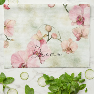 Hübsche Rosa Orchideen Geschirrtuch