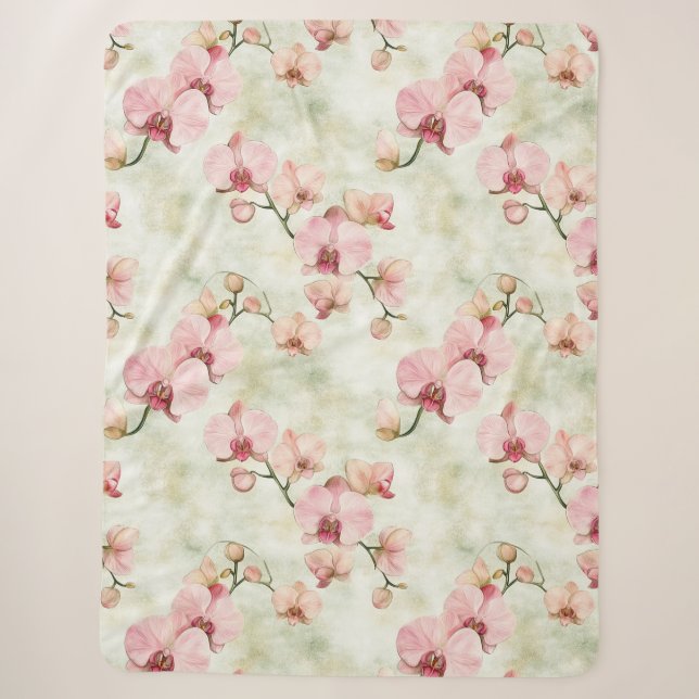 Hübsche Rosa Orchideen Sherpadecke (Vorderseite)