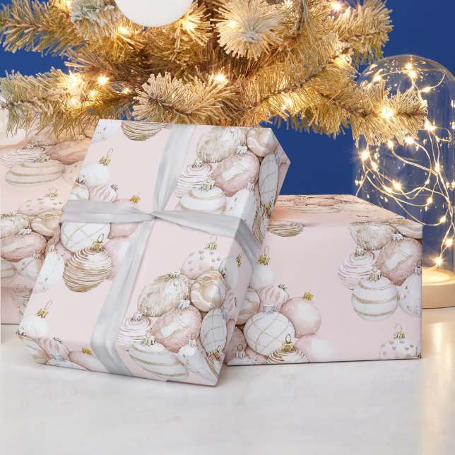 Hübsche Rosa Ornamente Weihnachten Geschenkpapier (Feiertage)