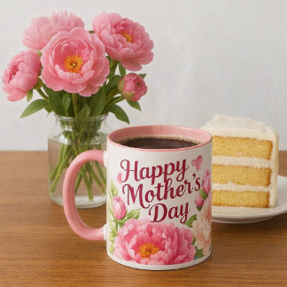 Hübsche Rosa Peonies Mother's Day Floral Tasse