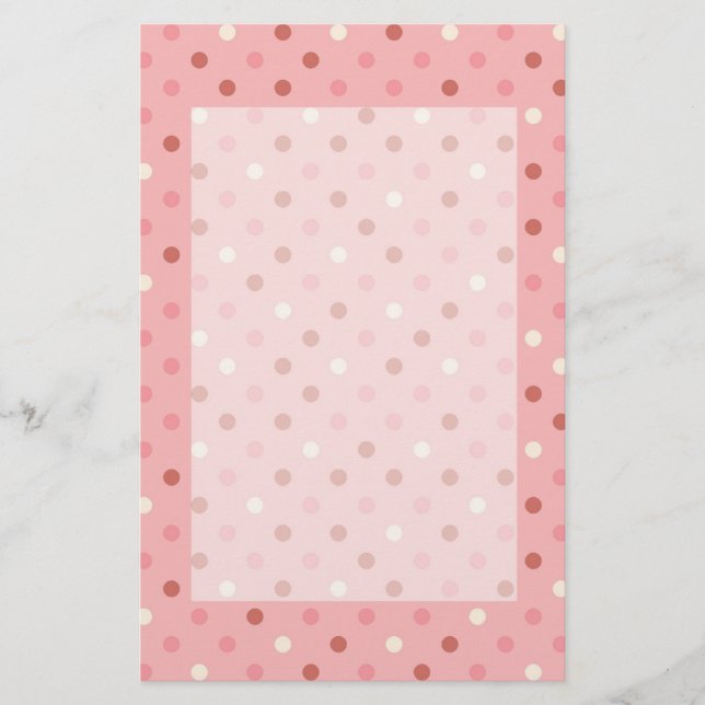 Hübsche rosa Polka-Punkte Briefpapier (Vorderseite)