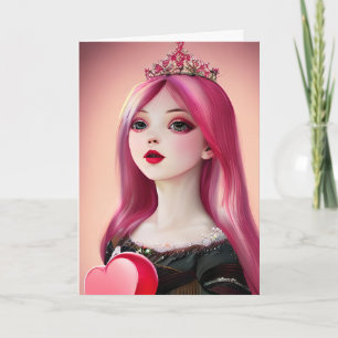 Hübsche Rosa Prinzessin Personalisiert Geburtstag Karte