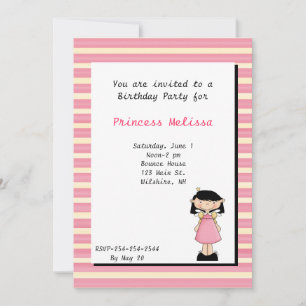 Hübsche Rosa Prinzessin zum Geburtstag Einladung