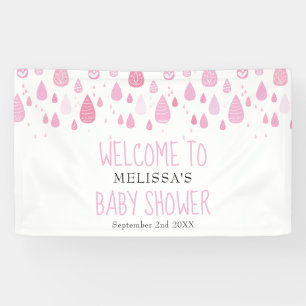 Hübsche rosa Regentropfen Baby Girl Shower Willkom Banner