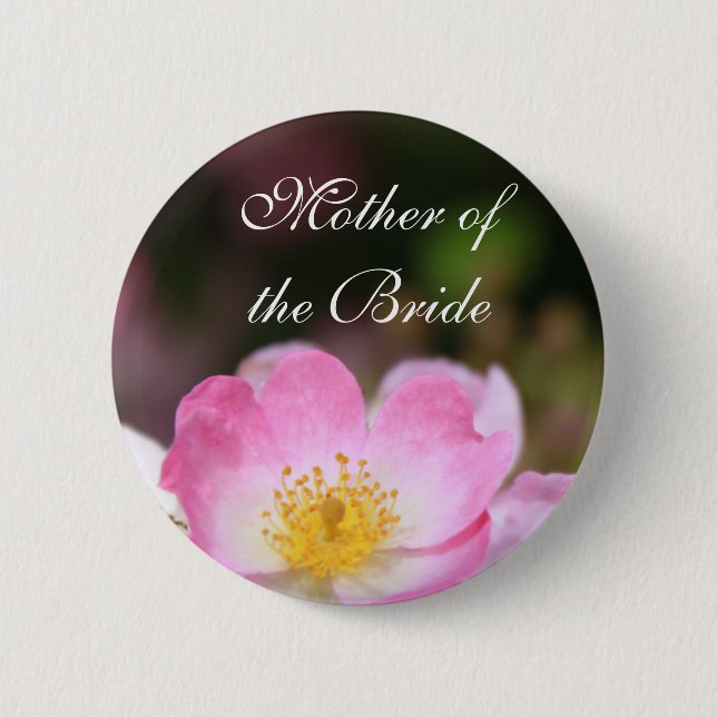 Hübsche Rosa Rosa Blume Taste für Hochzeiten. Button (Vorderseite)