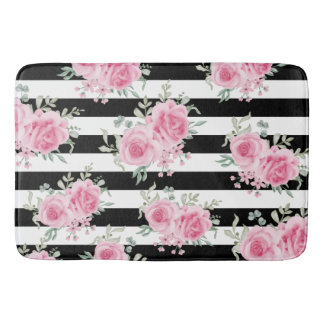 Hübsche Rosa Rose Schwarze Streifen Babydecke Badematte
