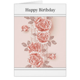 Hübsche rosa Rose & Spitzen-Grußkarte