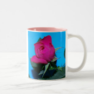 Hübsche rosa Rose Zweifarbige Tasse