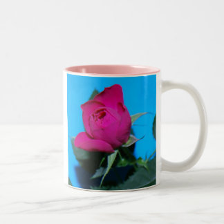 Hübsche rosa Rose Zweifarbige Tasse