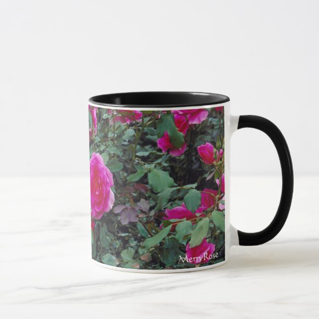 Hübsche rosa Rosen auf Busch Tasse (Rechts)