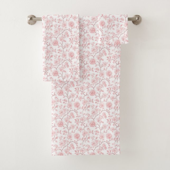 Hübsche rosa Rosen Blumen Badhandtuch Set (Insitu)