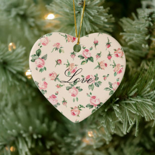 Hübsche rosa Rosen Blumen Keramik Ornament