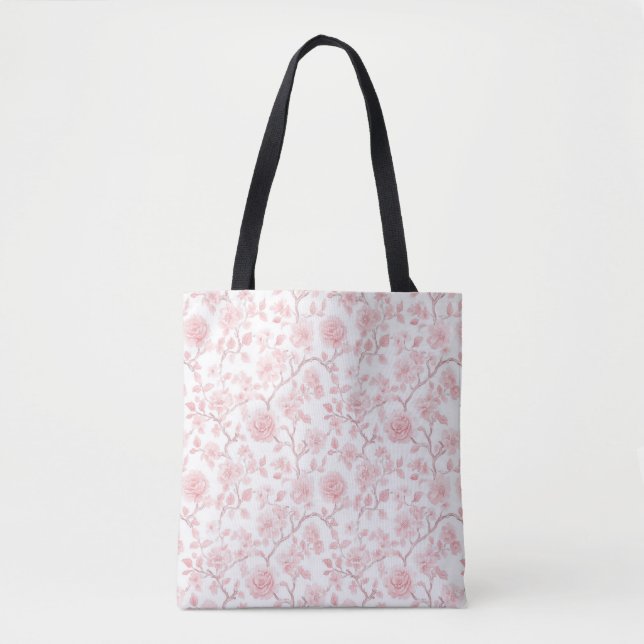 Hübsche rosa Rosen Blumen Tasche (Vorderseite)
