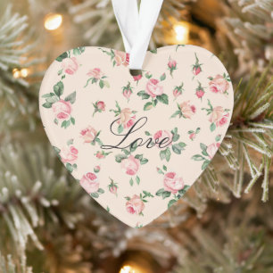 Hübsche rosa Rosen Florales Weihnachten Ornament