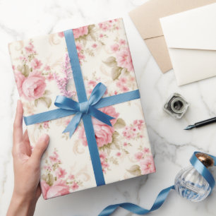 Hübsche rosa Rosen Geschenkpapier