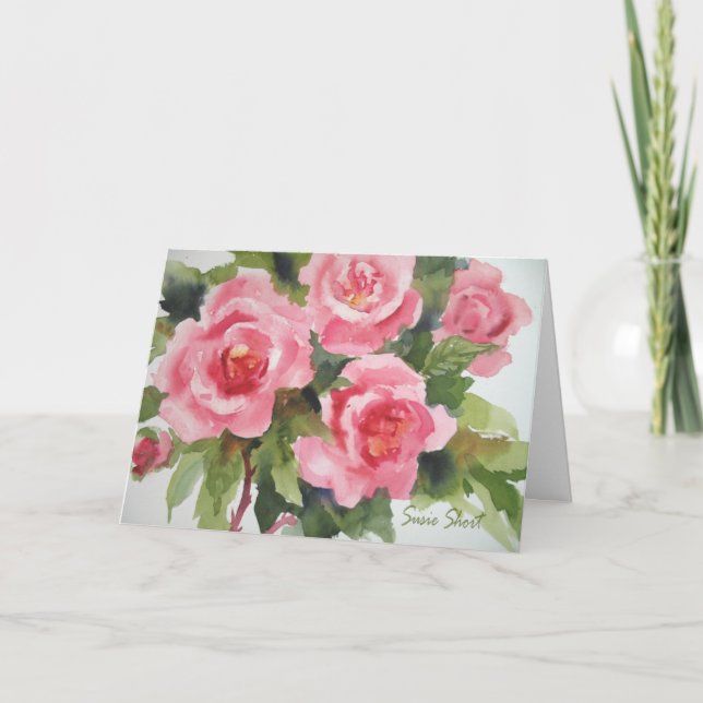 Hübsche rosa Rosen-Karte 234 Karte (Vorderseite)