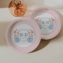 Hübsche rosa Rosen Monogramm Junggesellinnen-Absch