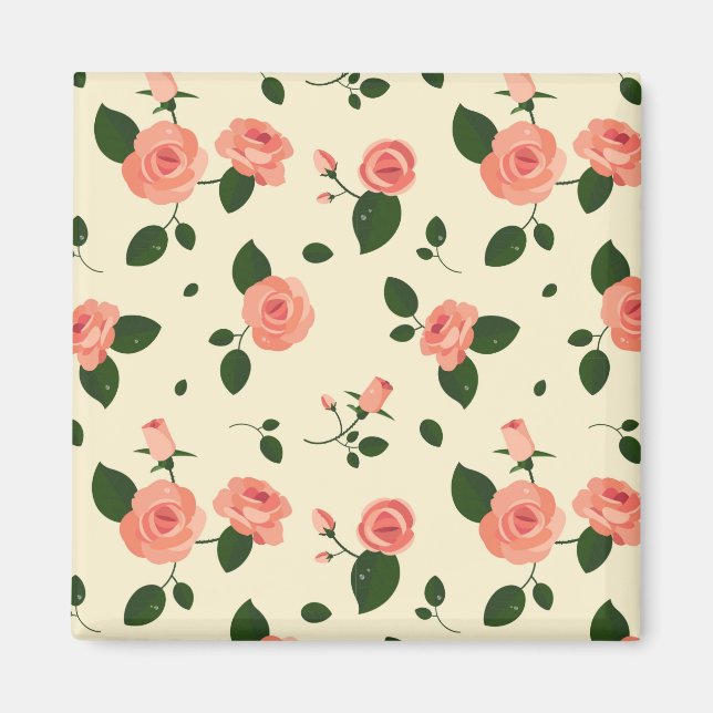 Hübsche rosa Rosen Pastellrosa Muster Magnet (Vorne)