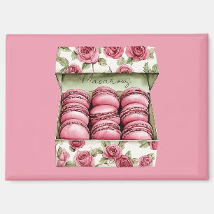 Hübsche rosa Rosen Schachtel Macarons Magnet