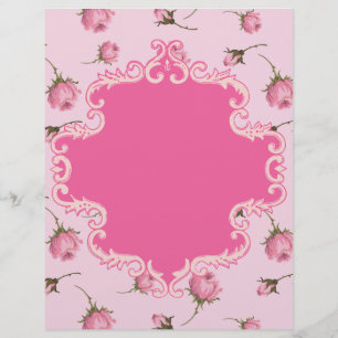 Hübsche rosa Rosenknospe Wirbel zeichnen Scrapbook