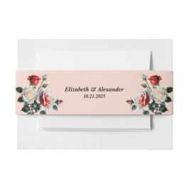 Hübsche Rosa-rote Rosen Blumenhochzeit Einladungsbanderole