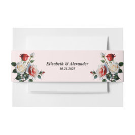 Hübsche Rosa-rote Rosen Blumenhochzeit Einladungsbanderole