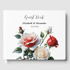 Hübsche Rosa-rote Rosen Blumenhochzeit Gästebuch