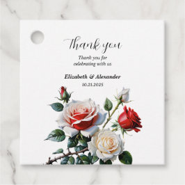 Hübsche Rosa-rote Rosen Blumenhochzeit Geschenkanhänger