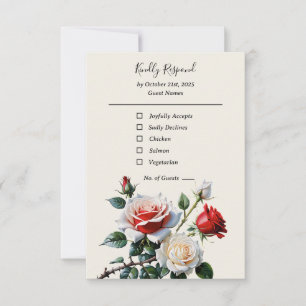 Hübsche Rosa-rote Rosen Blumenhochzeit RSVP Karte