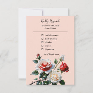 Hübsche Rosa-rote Rosen Blumenhochzeit RSVP Karte
