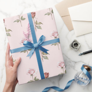 Hübsche rosa rote Rosen Floral Brautparty Geschenkpapier