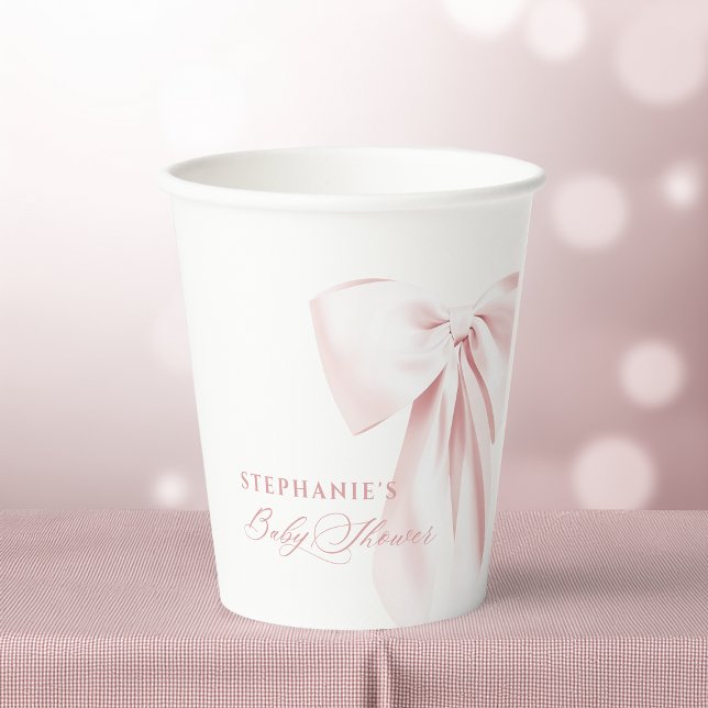 Hübsche rosa Schleife Baby Shower Pappbecher (Von Creator hochgeladen)