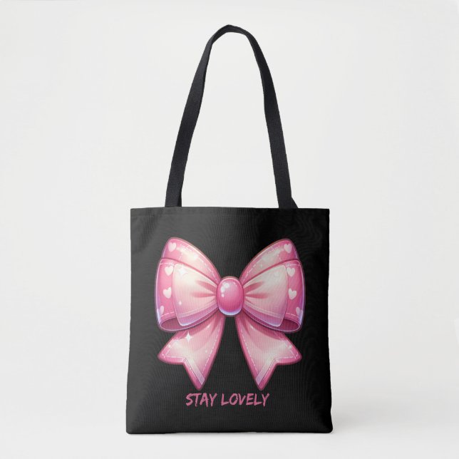 Hübsche rosa Schleife Tote Bag Tasche (Vorderseite)