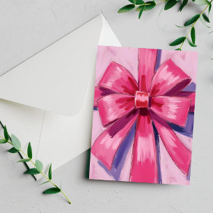 Hübsche rosa Schleifenband Wasserfarbenkarte