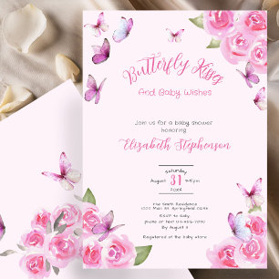 Hübsche rosa Schmetterling-Baby-Party-Einladung Einladung